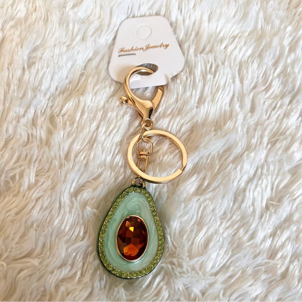 Bejeweled Avocado Keychain Bag Charm NEW - Picture 2 of 5